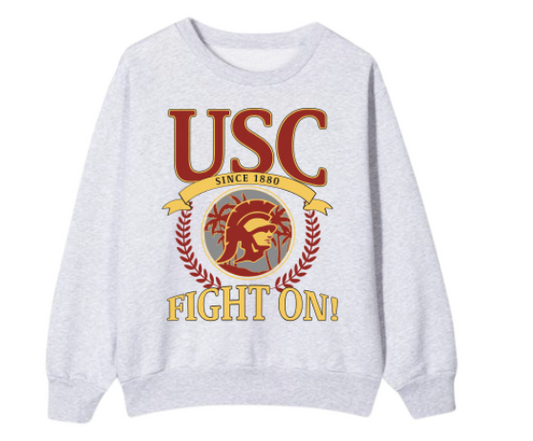 elfin fan club x usc fight on sweatshirt | heather grey
